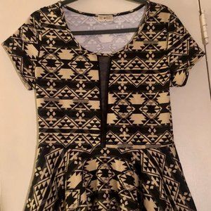 Black and Tan Peplum Shirt